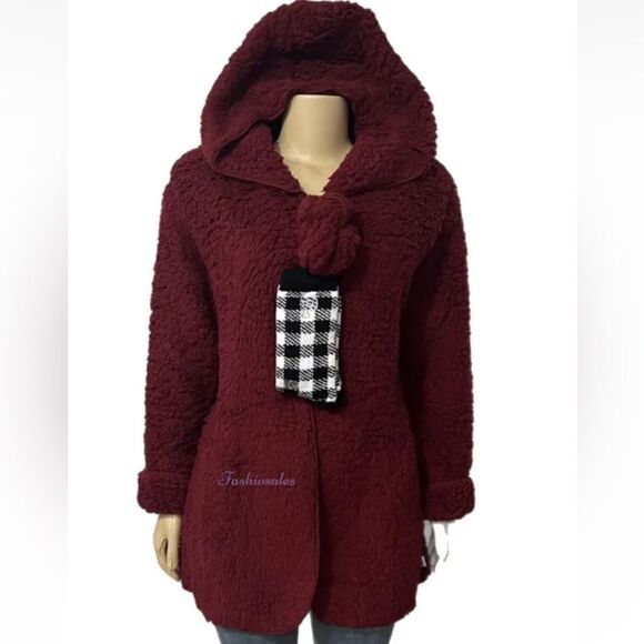 Victorias Secret Pink Set cozy Sherpa Cardigan hoodie Sock Scrunchie One Size - Picture 2 of 8